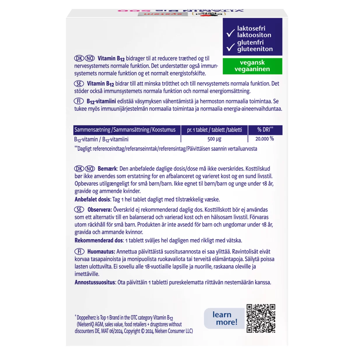 Doppelherz system Vitamin B₁₂ 500 Bagfra