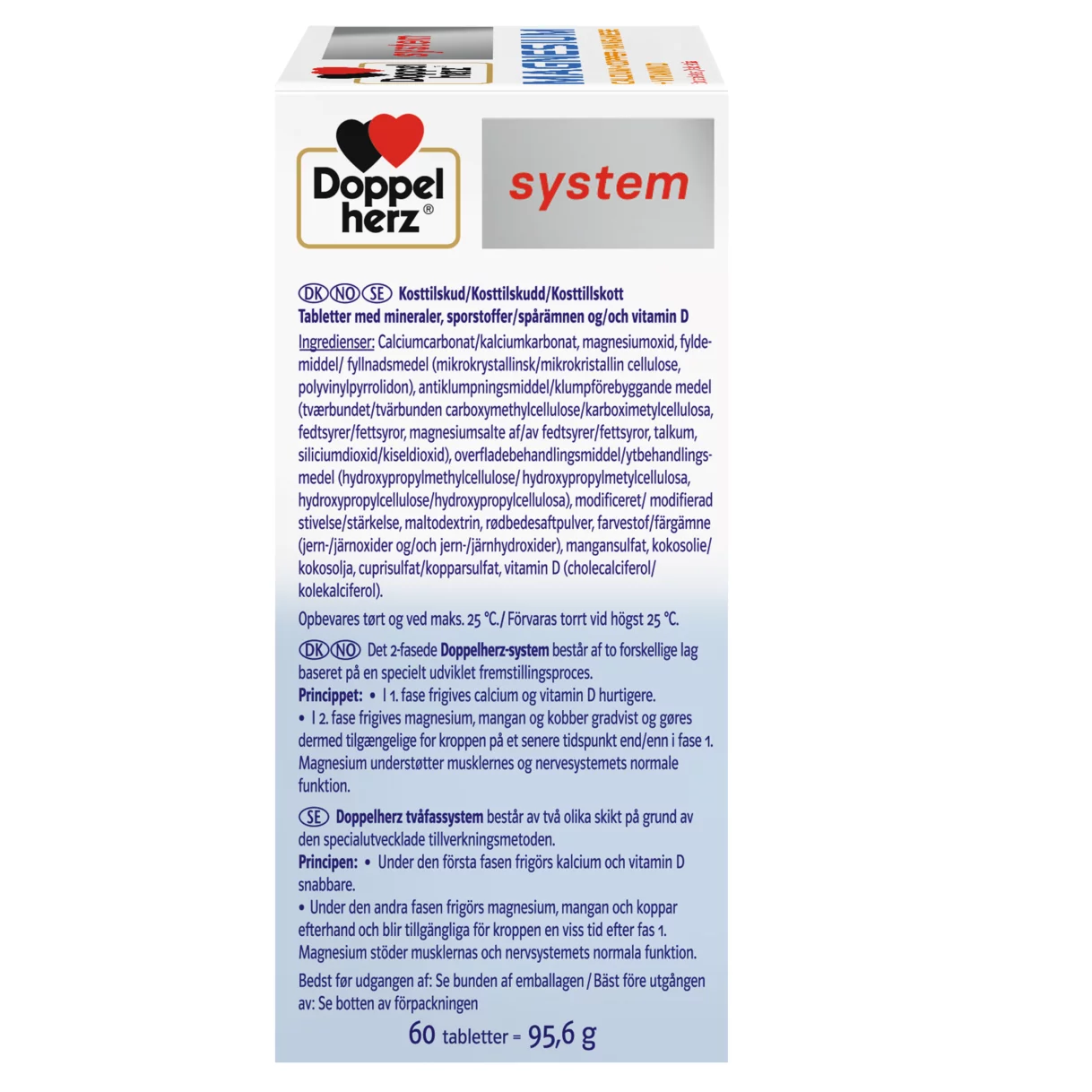 Doppelherz system MAGNESIUM + CALCIUM  Sidevisning til højre