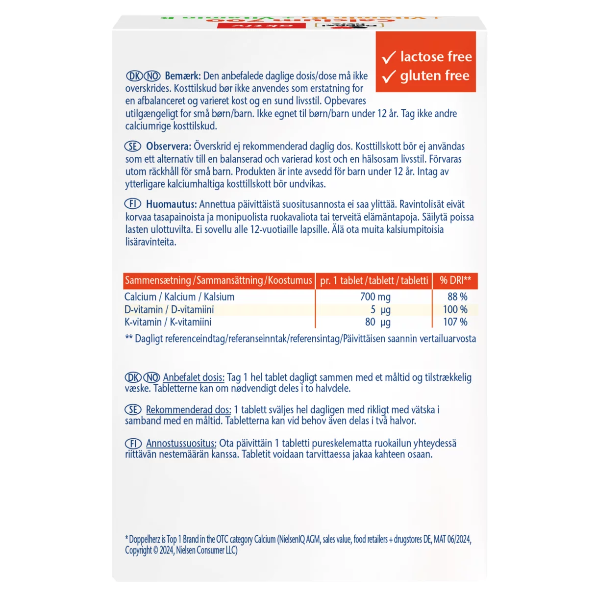 Doppelherz aktiv Calcium 700 + Vitamin D3 + Vitamin K Bagfra